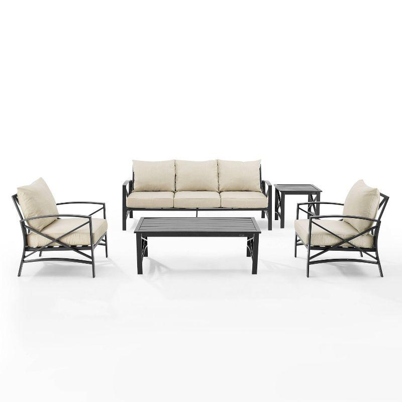 Kaplan 5pc Outdoor Sofa Set - Oatmeal - Crosley: Steel Frame, Transitional Design, Patio Lounge Furniture