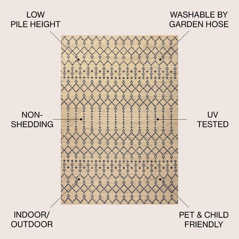 Ourika Moroccan Geometric Textured Weave Indoor/Outdoor Area Rug - JONATHAN Y