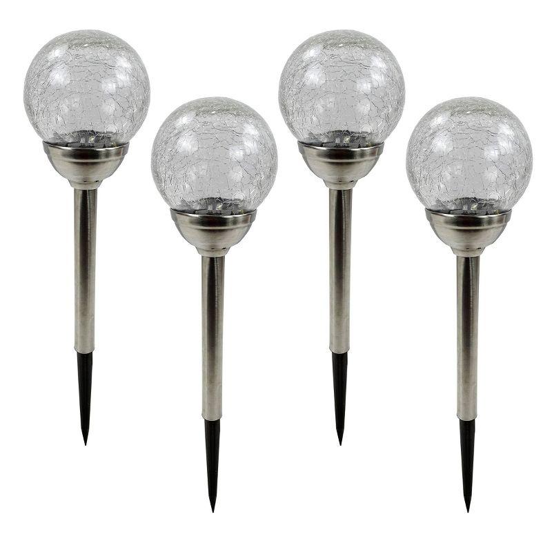 15"H Solar Glass Ball Color Changing LED Lights (Set of 4)