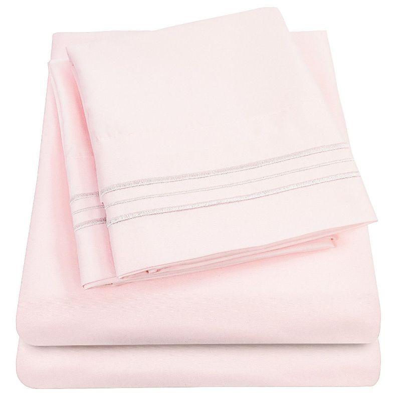 4 Piece Sheet Set, Ultra Soft 1800 Series Collection - King, Pale Pink