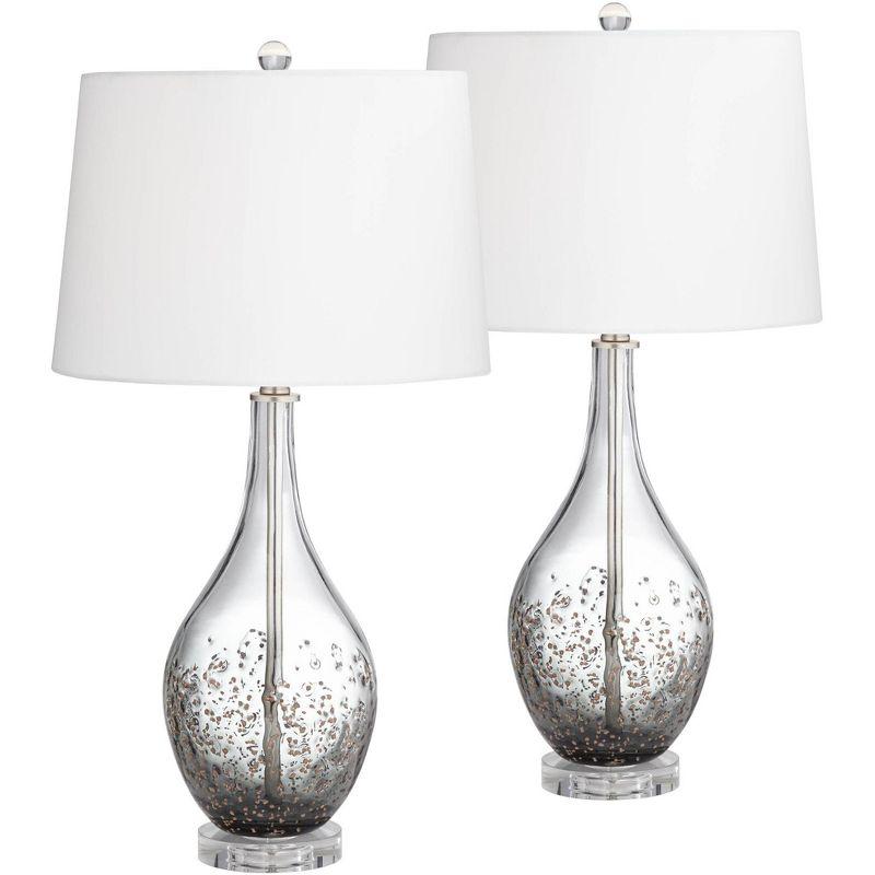 Sparrow 28" Smoke Grey Glass Table Lamp Set with White Shade