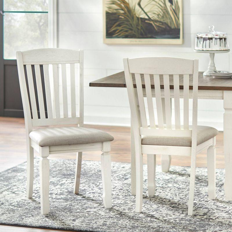 5pc Maryland Extendable Dining Table Set Walnut/White - Buylateral: Farmhouse Style, Cushioned Chairs