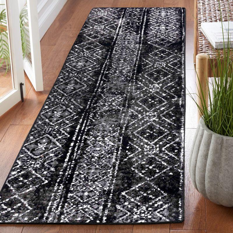 Adirondack ADR111 Non-Shedding Power Loomed Indoor Runner Rug - Black/Silver - 2'6"x10' - Safavieh