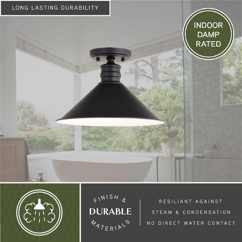 VAXCEL Akron 12-in W Bronze Metal Industrial MCM Cone Semi Flush Mount Ceiling Light