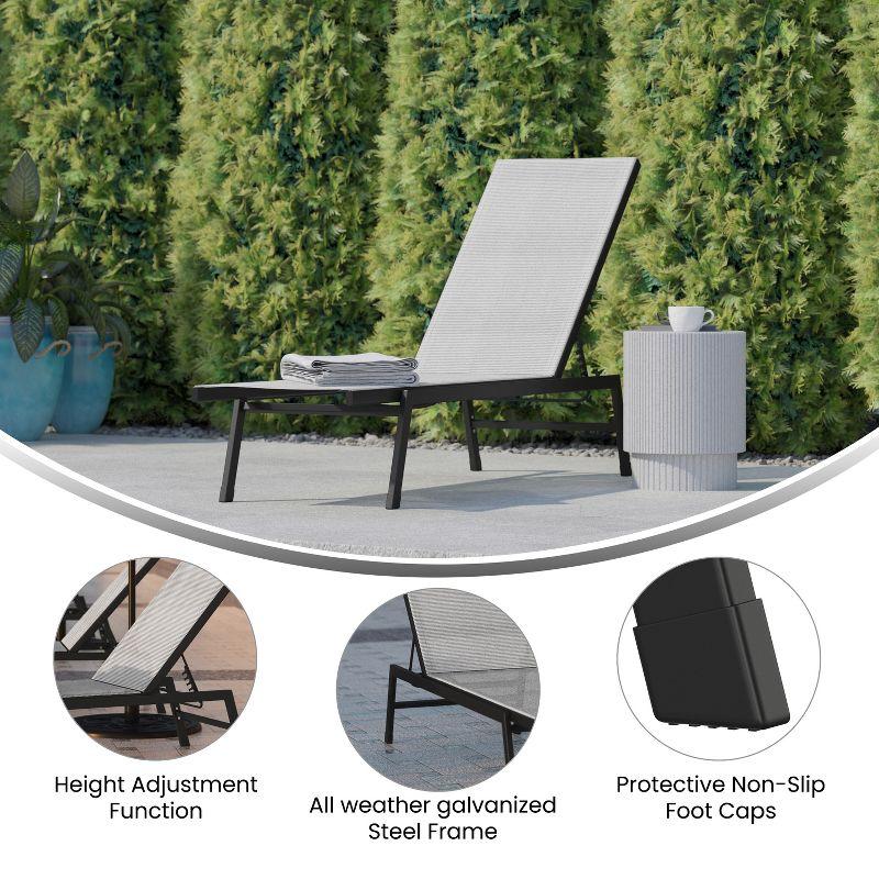 Brazos 62.5'' Adjustable Outdoor Chaise Lounge in Black/Gray