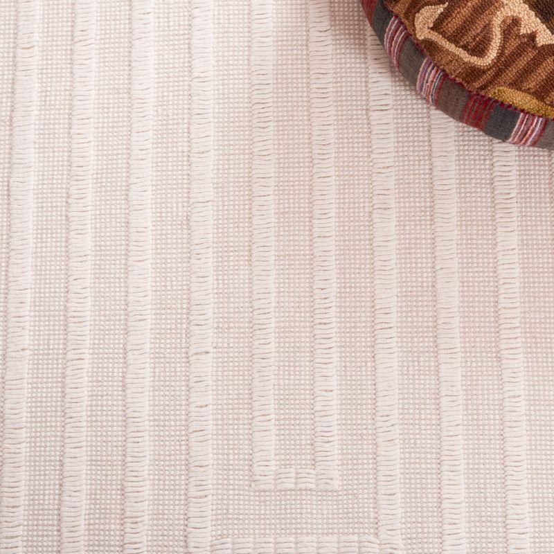 Ivory Beige Handwoven Wool Area Rug 3' x 5'