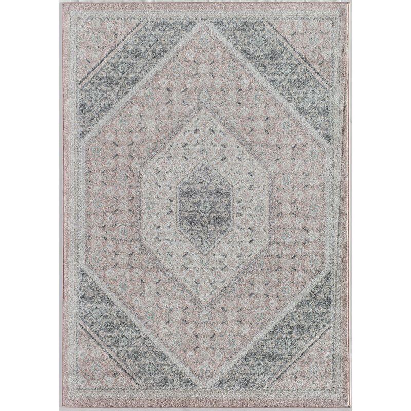 Elegant Gray Synthetic 5' x 7' Easy-Care Area Rug