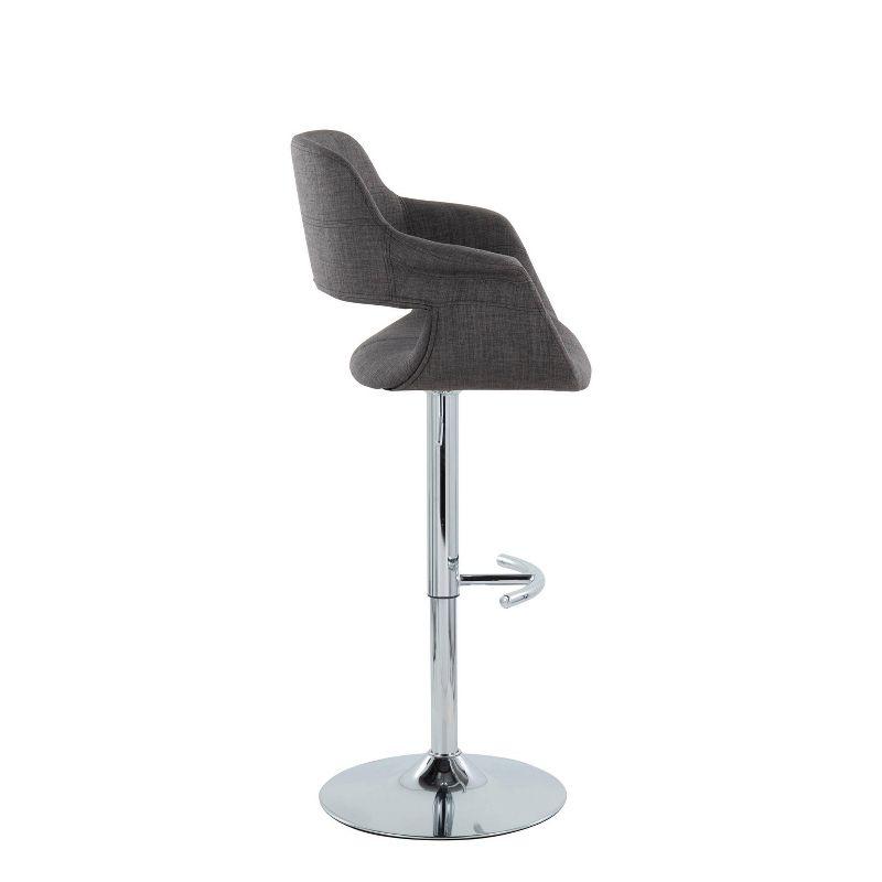 LumiSource Set of 2 Vintage Flair Adjustable Barstools Chrome/Charcoal:: Swivel, Upholstered, Steel Frame