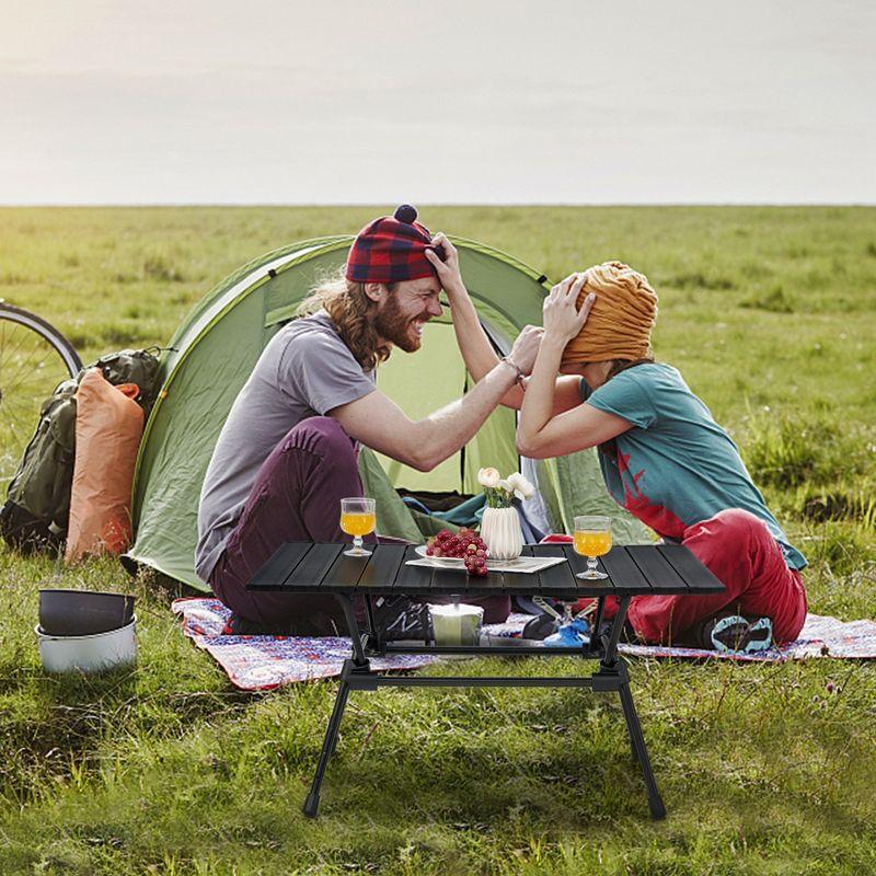 Costway Heavy-Duty Aluminum Camping Table, Folding Outdoor Picnic Table with Carrying Bag