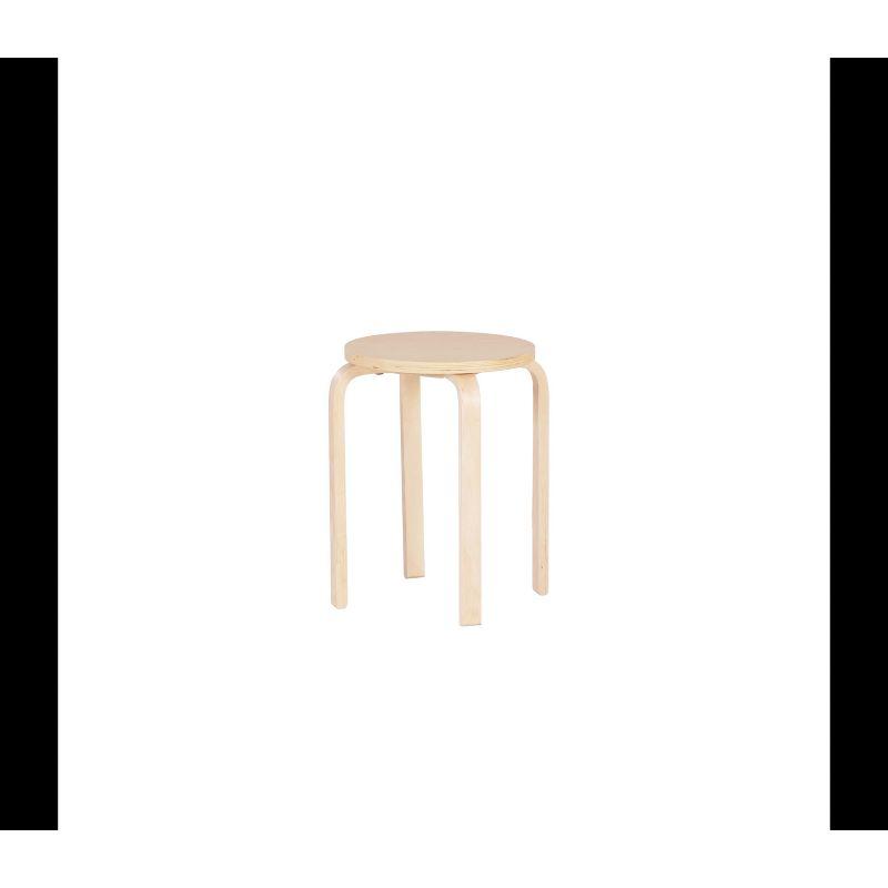 Set of 4 Bentwood Stacking Stools Light Brown - Linon: Rubberwood Frame, No Assembly, Traditional Style