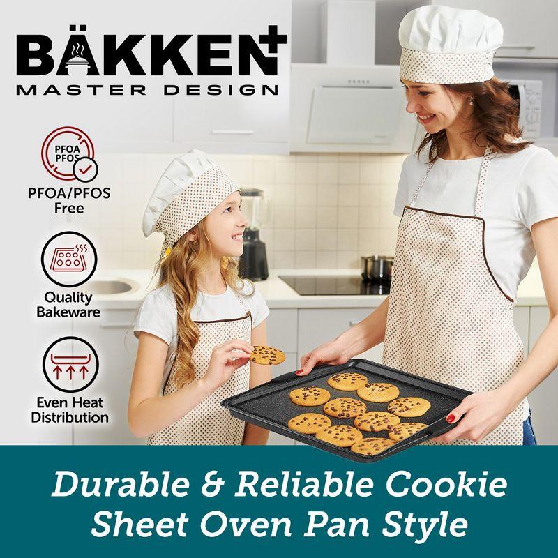 BAKKEN 6-Piece Nonstick Gray Marble Coated Bakeware Set -Professional Quality Carbon Steel Pans with Silicone Handles