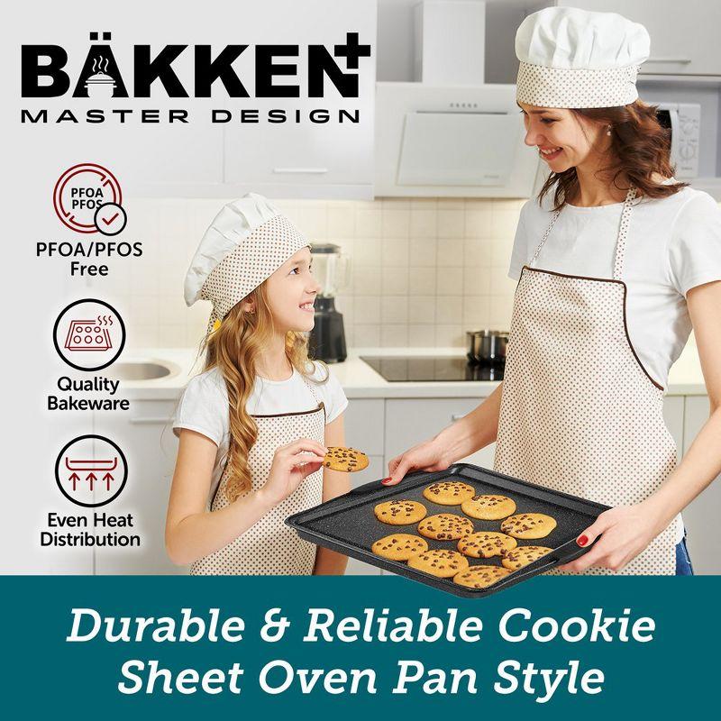 BAKKEN 18-Piece Nonstick Oven Baking Set: Gray Marble Coating, Carbon Steel, Silicone Handles, Dishwasher Safe, PFOA-Free, Professional Quality