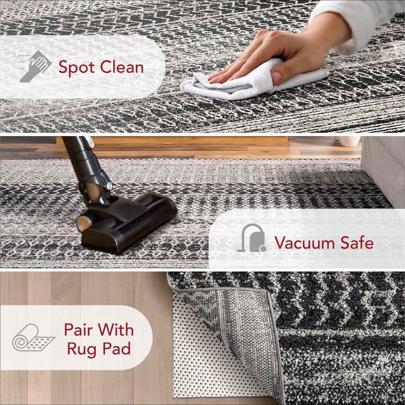 Nuloom Nova Striped Oval 7x9 Indoor Area Rug for Living Room Bedroom Dining Room Kitchen, Dark Grey/Ivory