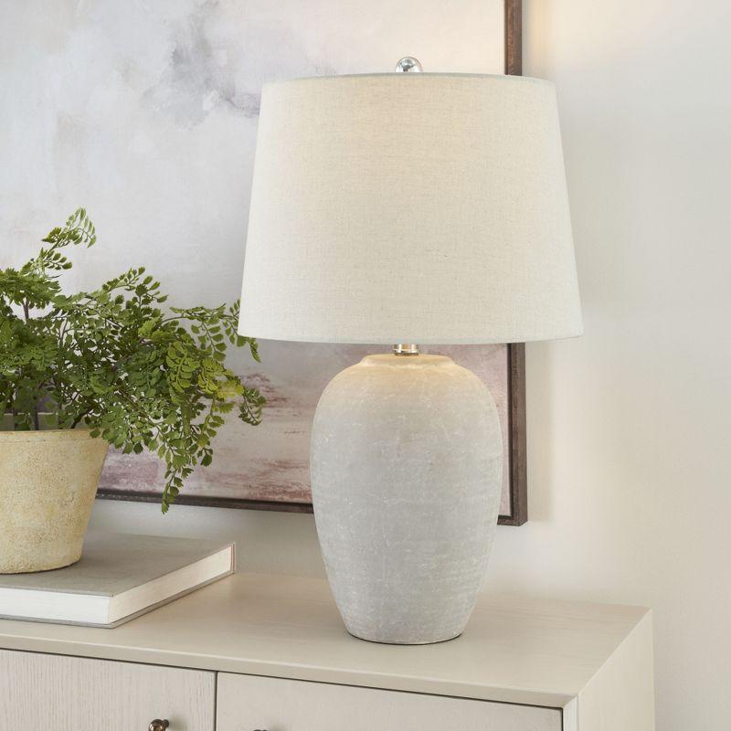 23" Grey Unglazed Ceramic Urn Table Lamp - Nourison