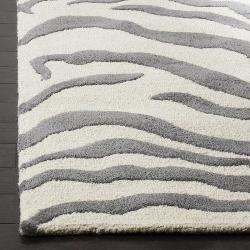 Ivory and Dark Grey Hand-Tufted Wool Area Rug