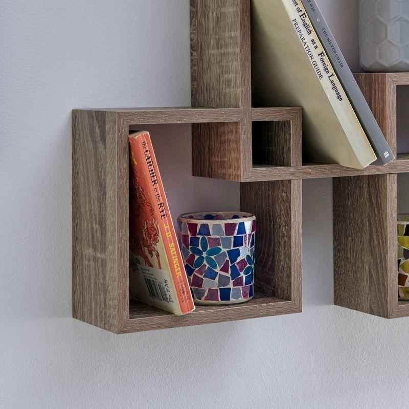 25.5" x 17.75" Intersecting Cube Wall Shelves Weathered Oak - Danya B.
