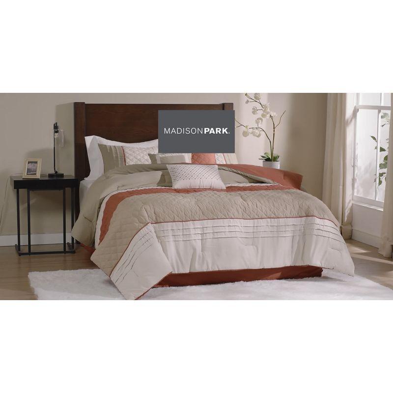 Madison Park Jenson 7 Piece Color Block Stripe Comforter Set with Throw Pillows