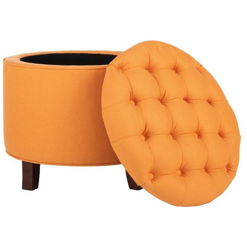 Amiela Tuffted Storage Ottoman - Tangerine - Safavieh