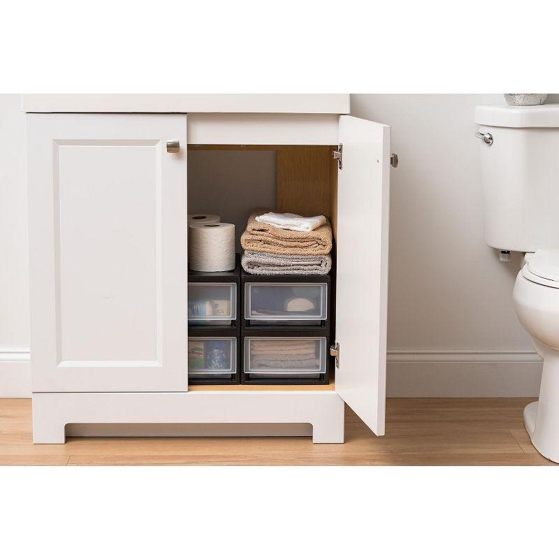 IRIS USA 6 Qt. Stackable Storage Drawer,8 Pack, Plastic Drawer Organizer with Clear Doors for Pantry, Black