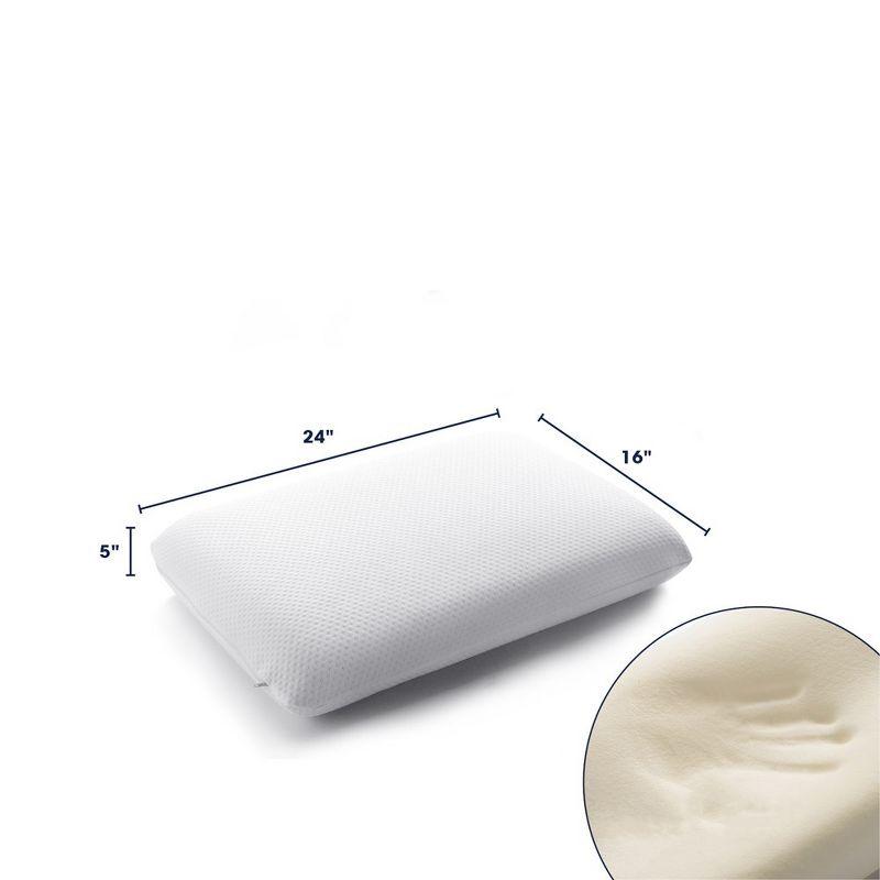 White Hypoallergenic Memory Foam Bed Pillow with Zip-off Cover