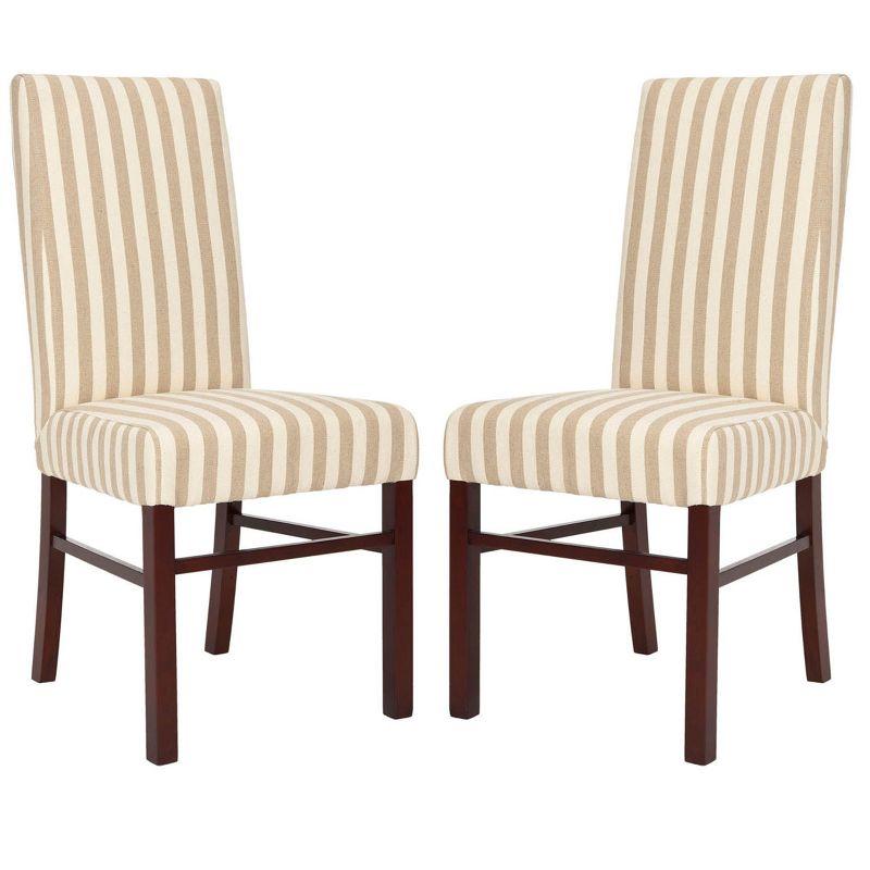 Classic 20''H Striped Side Chair (Set Of 2) - Tan/Cream - Safavieh