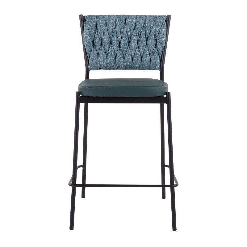 Set of 2 Tania Faux Leather/Polyester Counter Height Barstools Black/Green/Sea Green - LumiSource: Upholstered, Metal Legs, 250lb Capacity