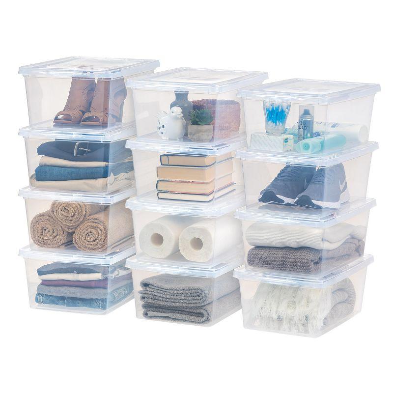 Clear Stackable Plastic Storage Bins with Lids, 12 Pack