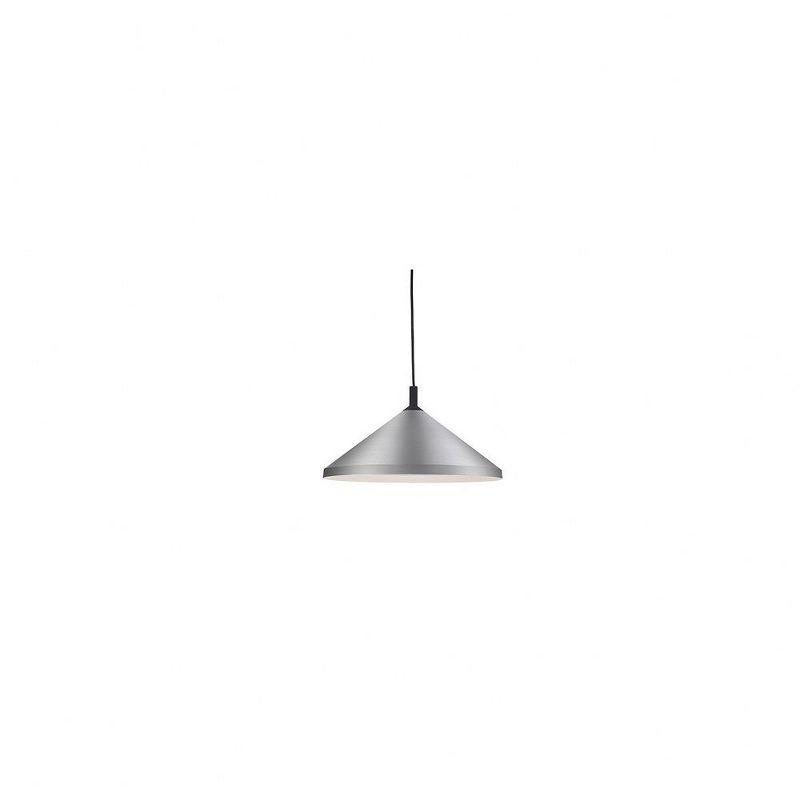 Brushed Nickel and White Aluminum Drum Pendant Light, 18 in