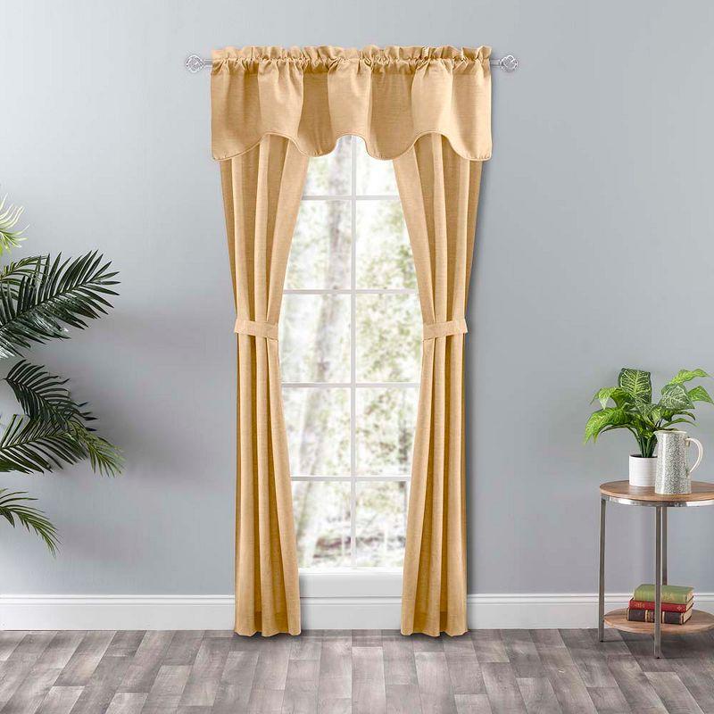 Ellis Curtain Lisa Solid Color Poly Cotton Duck Fabric Tailored Panel Pair with Ties Butter