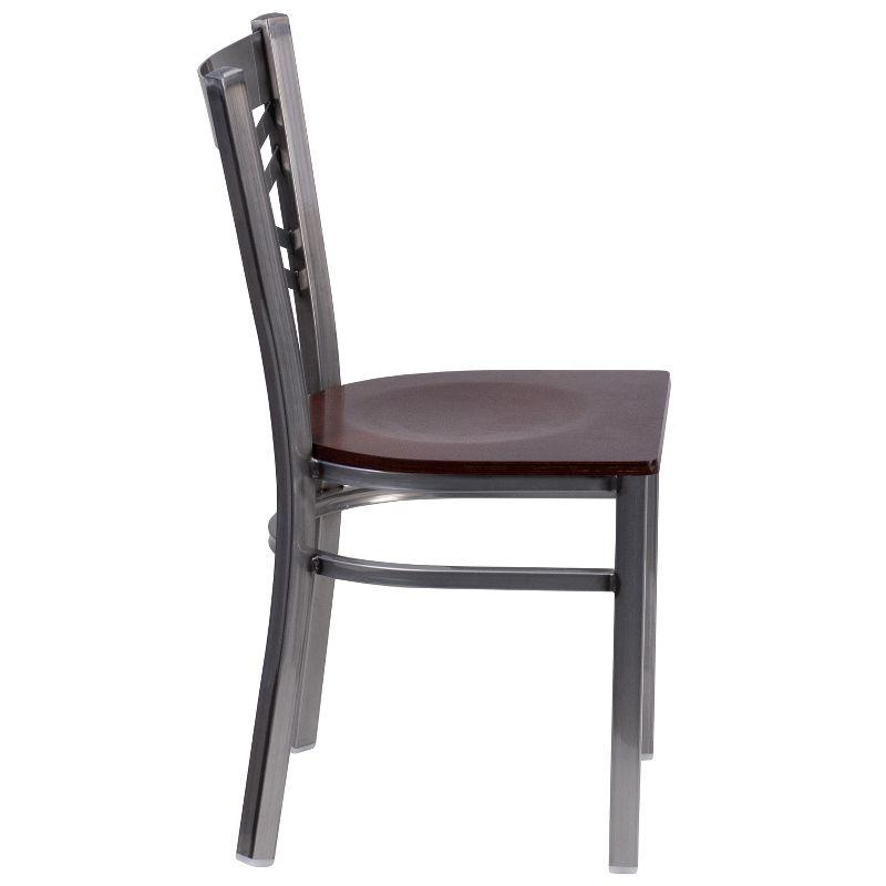 32'' Clear Coated Steel & Walnut Wood Cross Back Side Chair