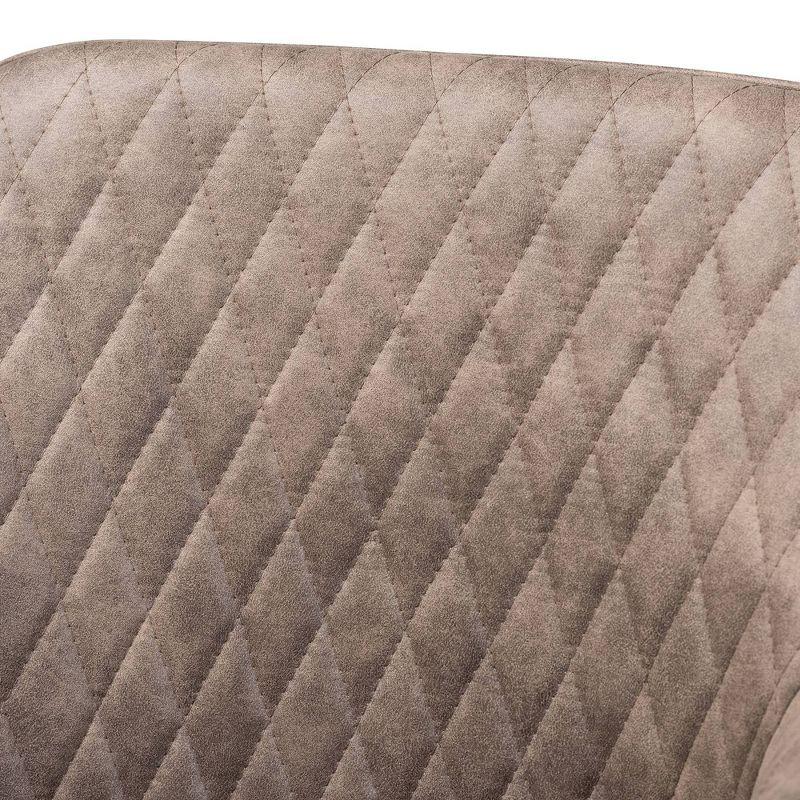 Set of 2 Gray and Brown Quilted Metal Dining Chairs