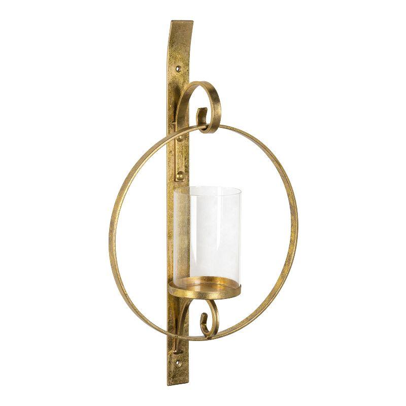 Glamorous Gold Metal Round Wall Candle Holder Sconce