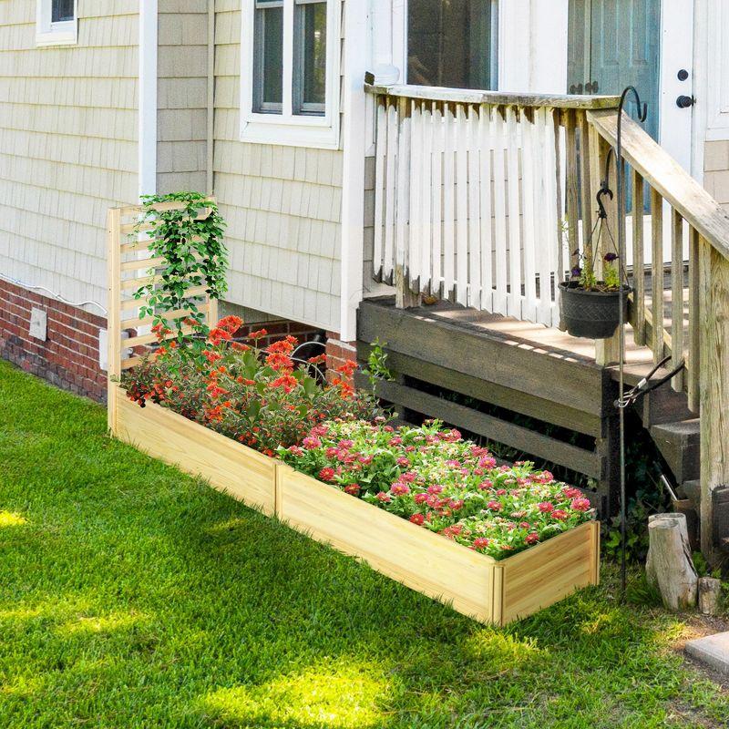 Light Wood Outdoor Raised Planter Box with Trellis