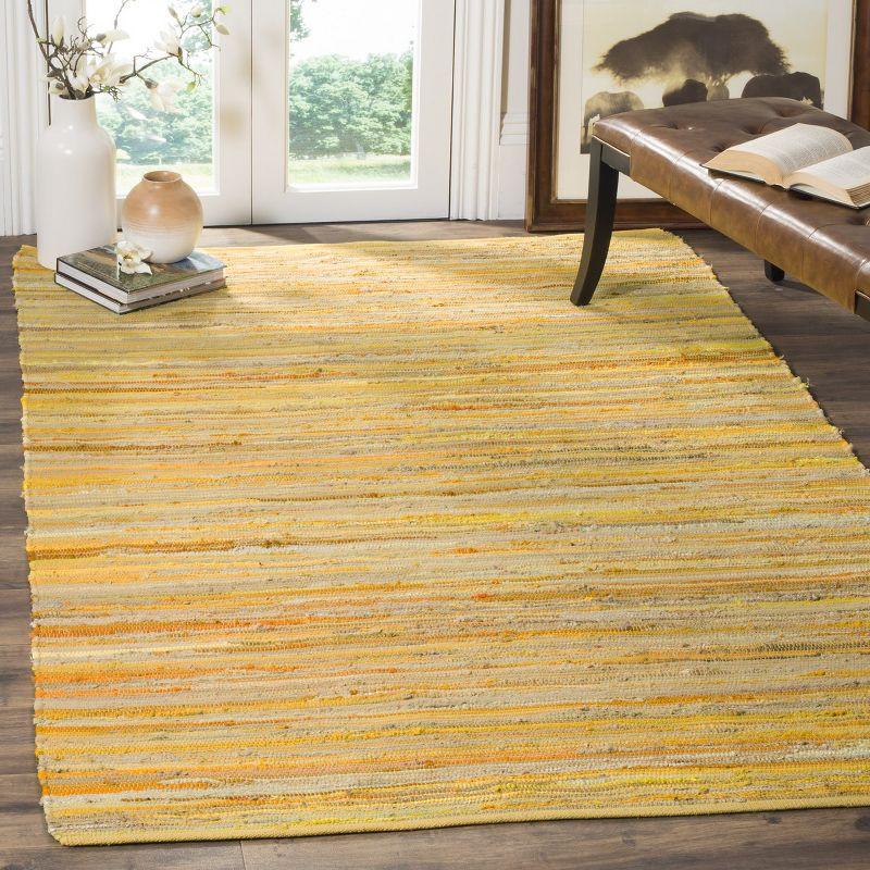 Handwoven Yellow and Multicolor Cotton Striped Area Rug 5' x 8'