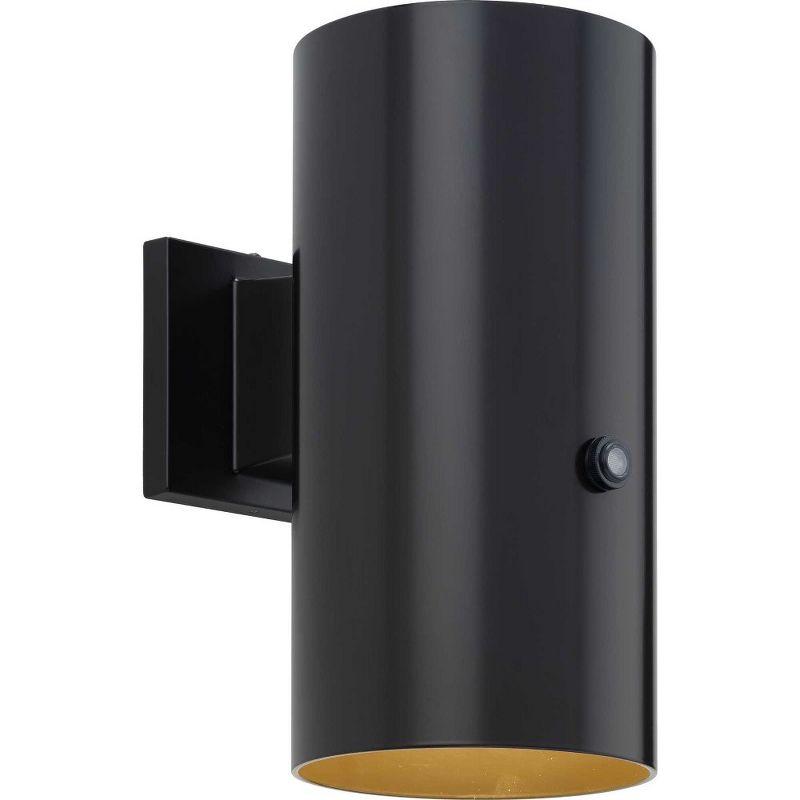 12-Inch Black Aluminum Cylinder Outdoor Wall Lantern