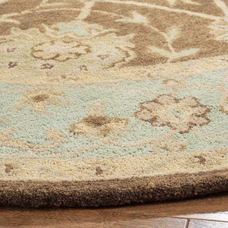 Antiquity AT21 Hand Tufted Indoor Area Rug - Brown/Green - 8' Round - Safavieh