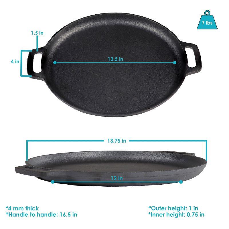 Sunnydaze 13.75-Inch Black Cast Iron Pizza Pan with Handles