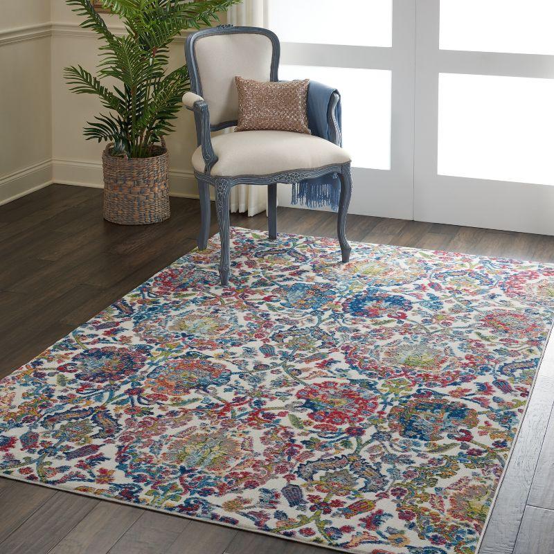 Nourison Global Vintage 2' x 4' Ivory/Blue Area Rug Colorful Vintage Damask by Nourison