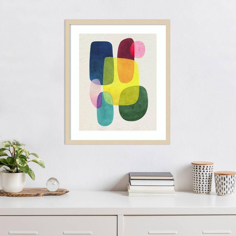 Sunlit Spectrum II Abstract Giclee Print with Natural Wood Frame