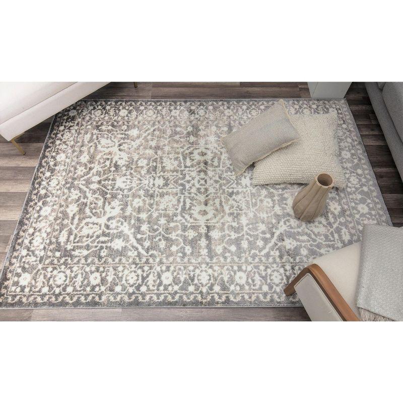 Rugs America Leopold LX20B Stone Transitional Cream Area Rug for Dining Room Rug Neutral Rug Living Room Rug Kitchen, 5'3"x7'
