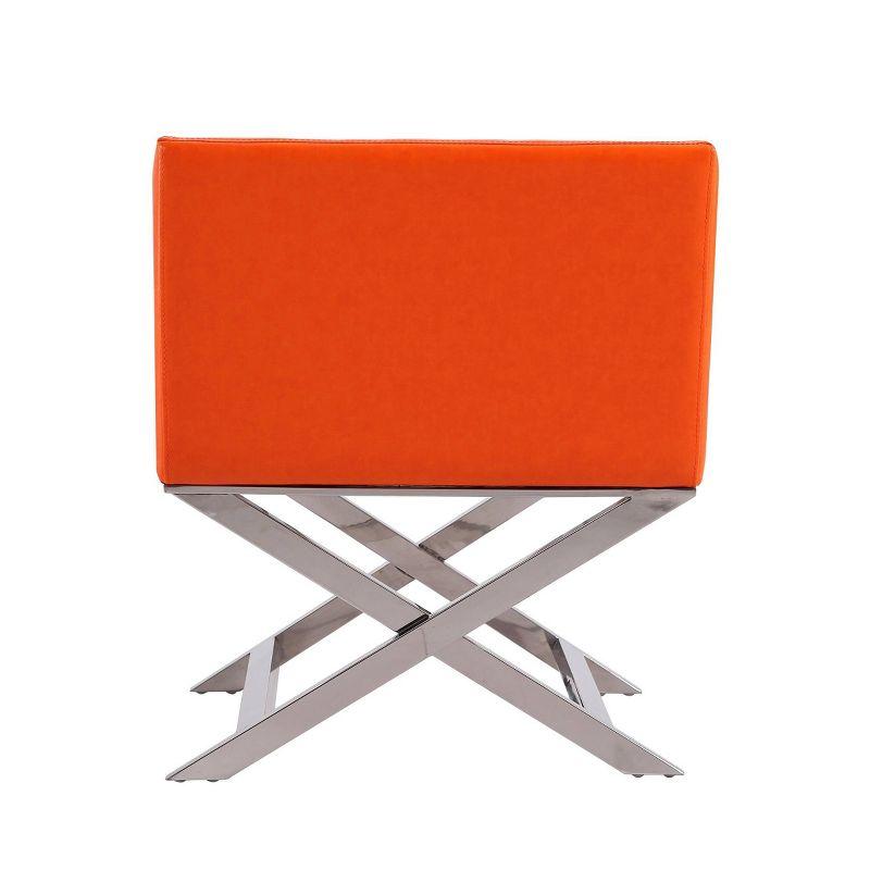 Set of 2 Hollywood Faux Leather Lounge Accent Chairs Orange - Manhattan Comfort: Chrome-Finished Metal, No Assembly Required