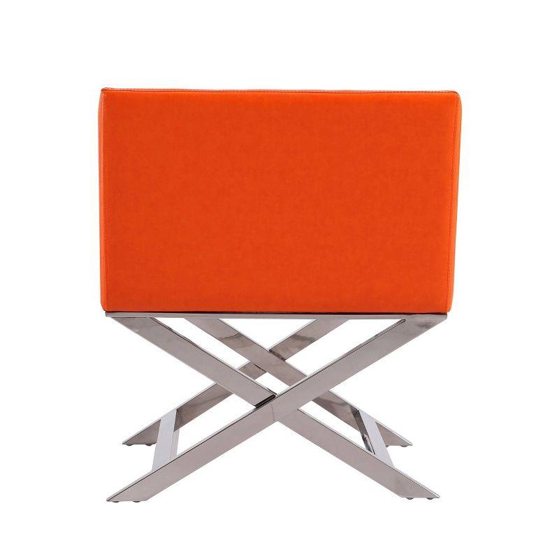 Hollywood Orange Faux Leather and Metal Directors Accent Chair