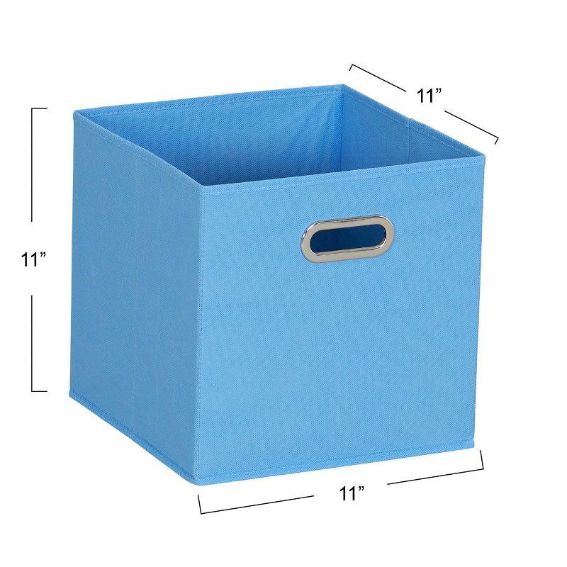 Household Essentials 11" Set of 6 Storage Bins Carolina Blue: Polyester Canvas, 11 Inch Cube System, Folds Flat