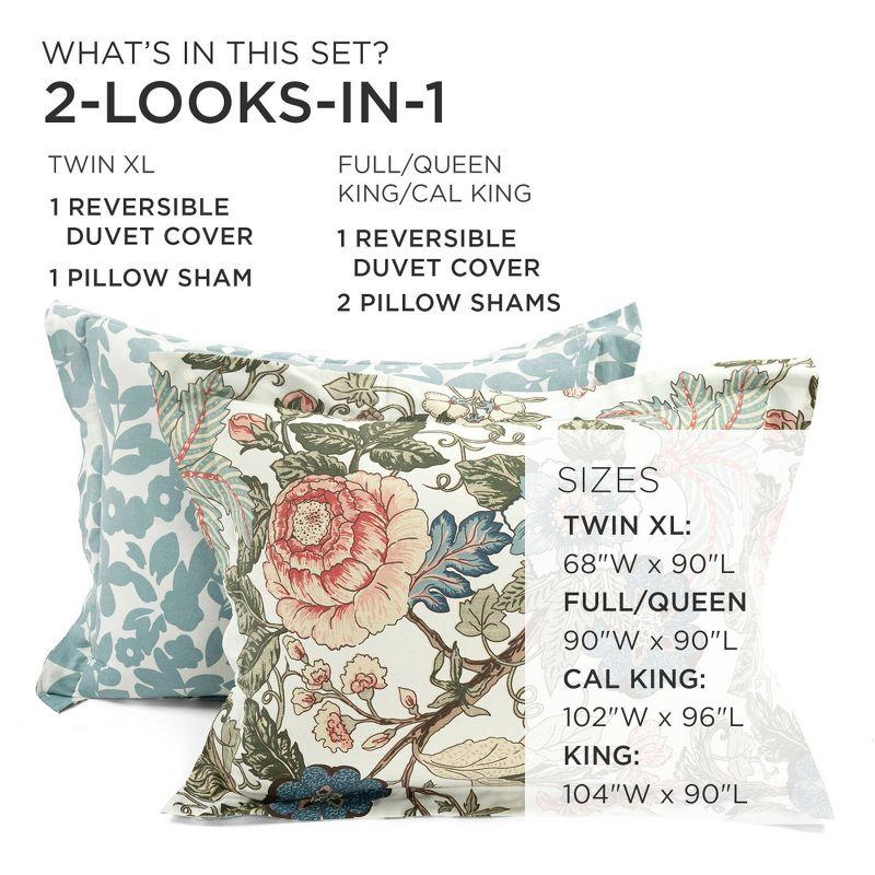Green/Blue Standard Cotton Reversible 3 Piece Duvet Cover Set