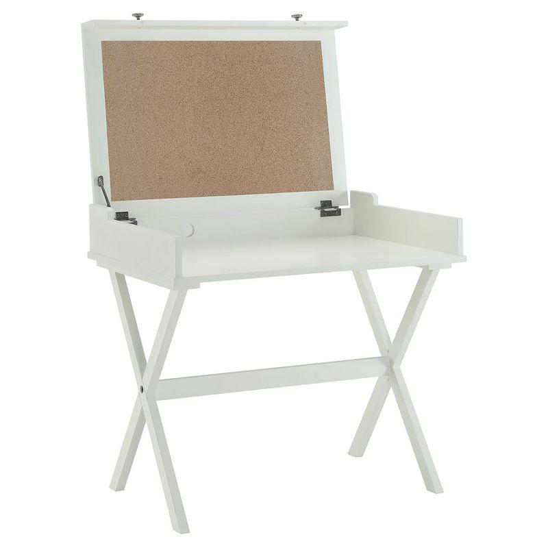 Carolina Living Linnea Flip Top Desk Antique White – : Cork Board, Laptop Storage, Scandinavian Style