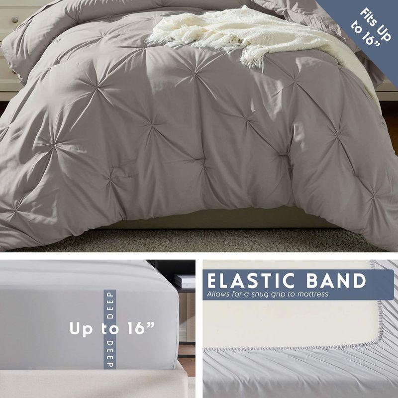 Nestl Bed in a Bag Pinch Pleat, 5 Piece Twin XL Bedding Set -Linen
