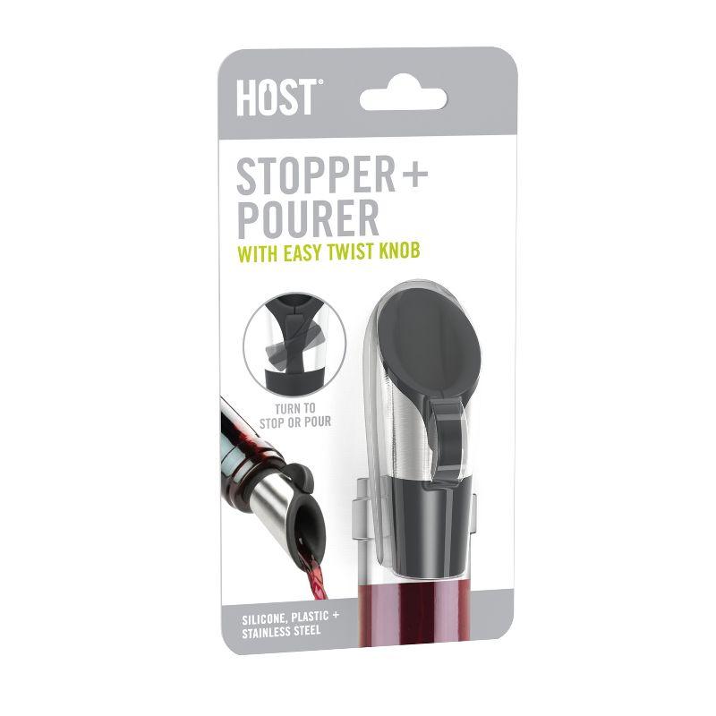 HOST Wine Bottle Pourer and Stopper, Corker for Wine Bottles with Bottle Pouring Spout, Wine Stopper Pourer Combination Set of 1