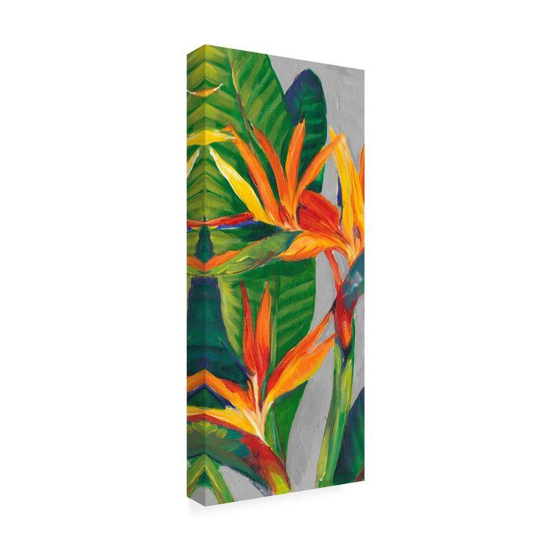 Bird of Paradise Floral Canvas Print in Orange and Green