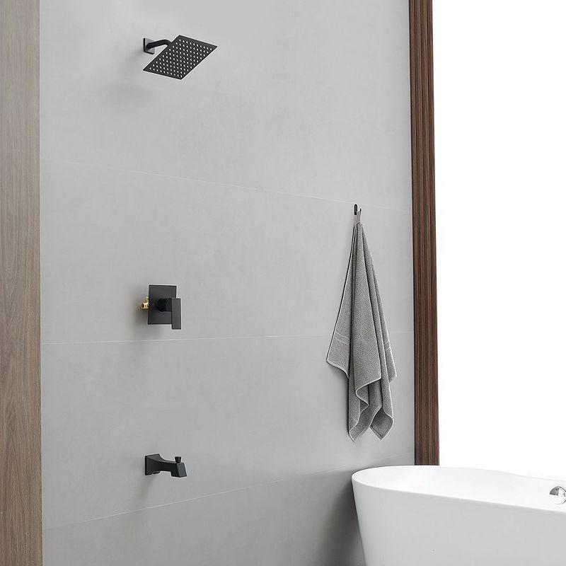 Matte Black Stainless Steel Square Rainfall Shower Faucet Set