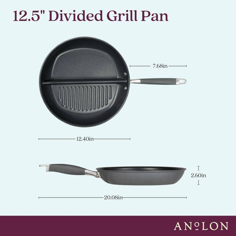 Anolon Advanced Home Hard Anodized Nonstick Divided Grill And Griddle Pan, 12.5 Inch